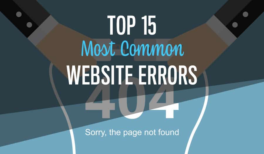 Illustration showing common website errors like broken links, slow speed, and mobile issues